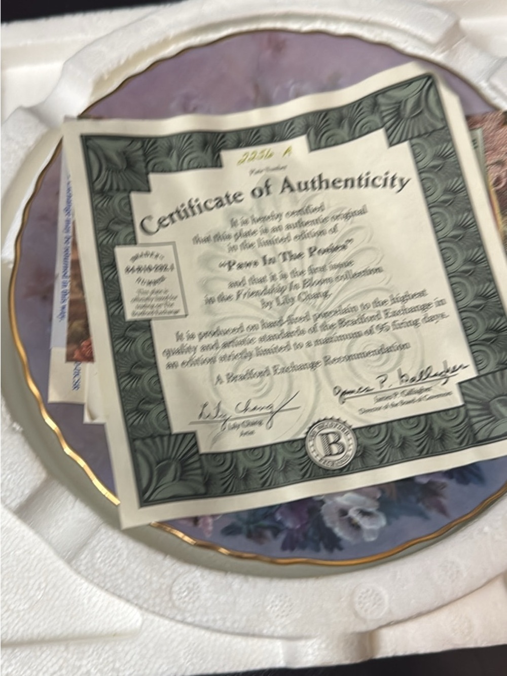 The Bradford Exchange Lavender and Gold Floral Collector Plate